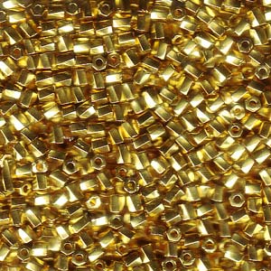 10/0 Twist Hex Cuts 50 Grams Bright 24 Kt Gold Plated - 10TW-191