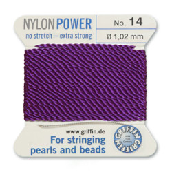 Griffin Nylon Bd Cord Amethyst Size 14- 2m- 1.02mm