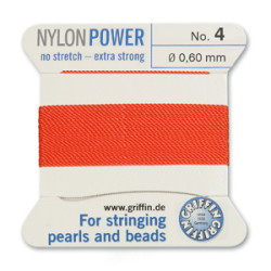 Griffin Nylon Bd Cord Coral Size 4- 2m- 0.6mm
