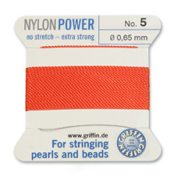 Griffin Nylon Bd Cord Coral Size 5- 2m- 0.65mm