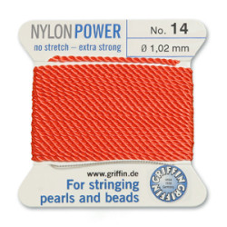 Griffin Nylon Bd Cord Coral Size 14- 2m- 1.02mm