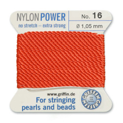 Griffin Nylon Bd Cord Coral Size 16- 2m- 1.05mm