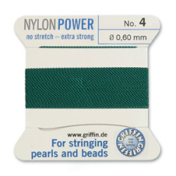Griffin Nylon Bd Cord Green Size 4- 2m- 0.6mm