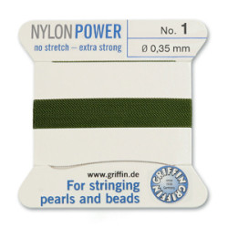 Griffin Nylon Bd Cord Olive Size 1- 2m- 0.35mm