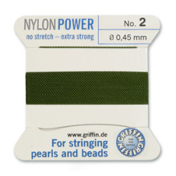 Griffin Nylon Bd Cord Olive Size 2- 2m- 0.45mm
