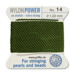 Griffin Nylon Bd Cord Olive Size 14- 2m- 1.02mm