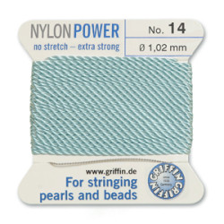 Griffin Nylon Bd Cord Turquoise Size 14- 2m- 1.02mm