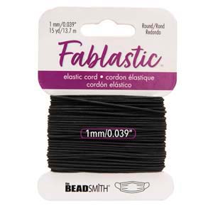 Fablastic 1mm Dia Black Round Stretch Cord 15 Yrd