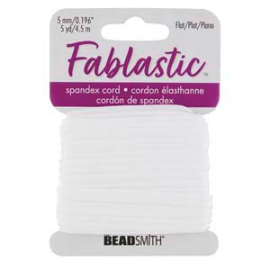 Fablastic 5mm Dia White Flat Stretch Cord 5 Yrd