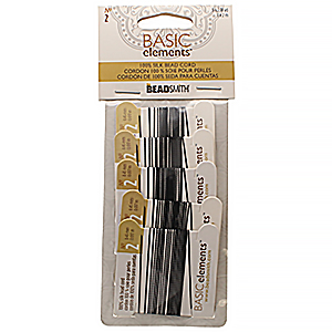 Beadsmith Silk #2 Black X 5 Crds 2m/card