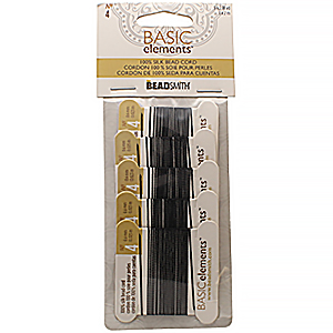 Beadsmith Silk #4 Black X 5 Crds 2m/card