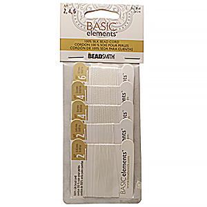 Beadsmith Silk Size Asst 2 4 6 White 2m/card