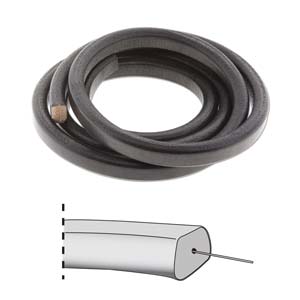 Hollow Leather Black 10x7mm 1 Meter Cut