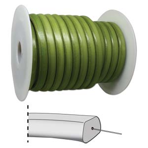 Hollow Leather Lt Green 10x7mm 5 Meter Spool
