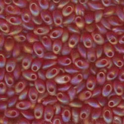 Long Magatama 4x7mm Matte Tr Red Orng Ab-100gm - LMA-140FR