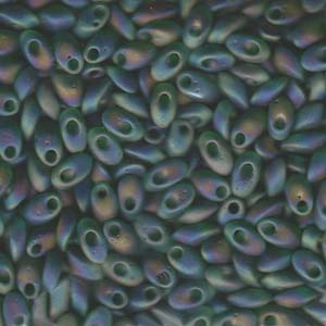 Long Magatama 4x7mm Matte Tr Green Ab-100gm - LMA-146FR