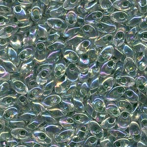 Long Magatama 4x7mm Olv Grn-lined Crysab 100g - LMA-2148
