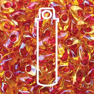 Long Magatama 4x7mm Dk Pink/lined Amber-8.5 Gm/tb - LMA-363-TB