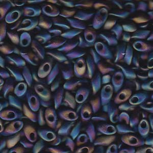Long Magatama 4x7mm Matte Black Ab-100gm - LMA-401FR