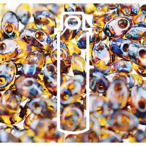 Long Magatama 4x7mm Picasso Dk Amber Trans-appx 8.5 Gm/tb - LMA-4502-TB