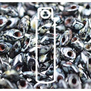 Long Magatama 4x7mm Picasso Smoky Black Matte-appx 8.5 Gm/tb - LMA-4511-TB