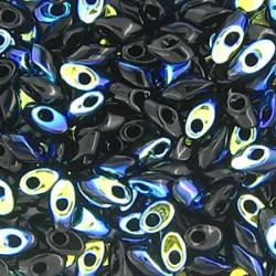Long Magatama 4x7mm Jet Ab- 100gm - LMA-4555