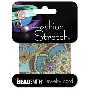 Turquoise Pattern Fashion Stretch 1 Mtr 30mm Wide