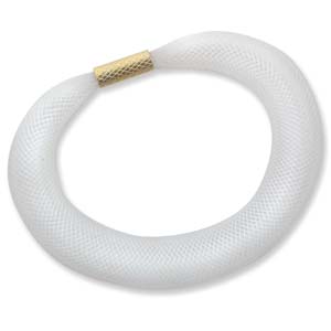 In Mesh Bracelet White Wide W/metal Bd 12/bg