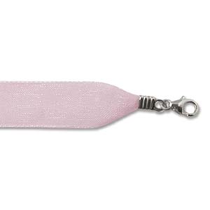 Ribbon Necklace Ss Clsp Lt Pink 17 In -12 Bg