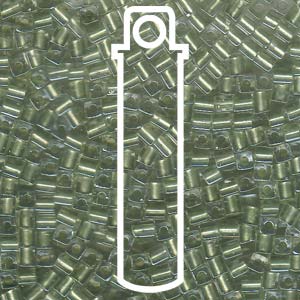 Pale Lime Lined Crystal Miyuki 3mm Cubes Aprx 20gm/tb - SB3-2604-TB