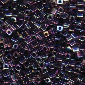 Miyuki 4mm Square 250 Gram Bag Noir Lined Crystal Ab - SB4-283