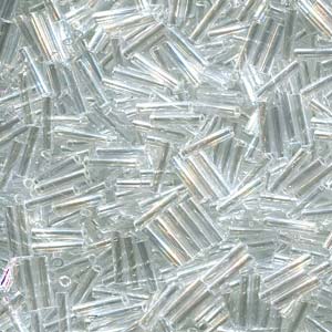 Slender Bugle 1.3x6mm Crystal Lstr -100 Gram Bag - SLB136-160