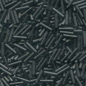 Slender Bugle 1.3x6mm Matte Black -100 Gram Bag - SLB136-401F