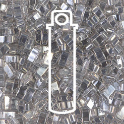 Tila 1/2 Cut Bead 5mm Transp Silver Gray Gold Luster7.8gm/tb - TLH1881-TB