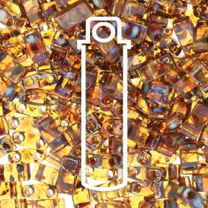 Tila 1/2 Cut Bead 5mm Picasso Dark Amber Transp7.8gm/tb - TLH4502-TB