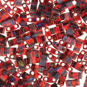 Tila 1/2 Cut Bead 5mm Picasso Garnet Transp-50gm/bg - TLH4504