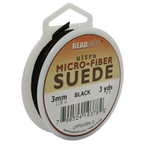 Ultra Micro Fiber Suede Black 3mm 3 Yd Spool