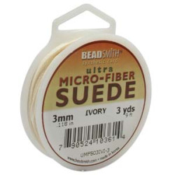Ultra Micro Fiber Suede Ivory 3mm 3 Yd Spool