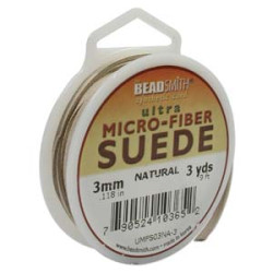 Ultra Micro Fiber Suede Natural 3mm 3 Yd Spool