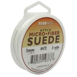 Ultra Micro Fiber Suede White 3mm 3 Yd Spool