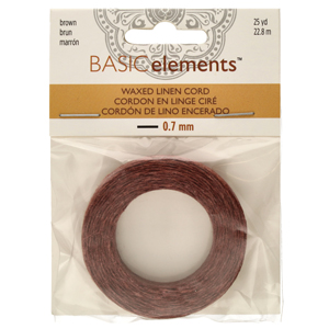 Waxed Linen Cord Brown 0.7mm 25 Yard Card