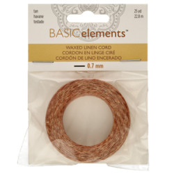 Waxed Linen Cord Tan 0.7mm 25 Yard Card