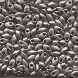 Long Magatama 4x7mm Matte Met Silver-25 Gm Bag - LMA-190F-25