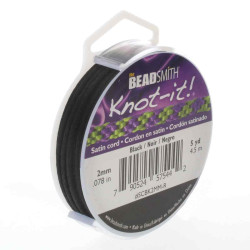 Satin Cord 2mm Black 5 Yd/spool