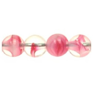 Round Beads 6mm Crystal/Pink 600pc (75016)