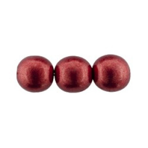 Round Beads 8mm Sueded Gold Samba Red 300pc (08A07)