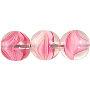 Round Beads 8mm Crystal/Pink 300pc (75014)