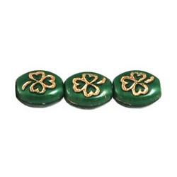 Oval Clovers 10x8mm Opaque Green - Gold-Lined 250gr (AI54110)
