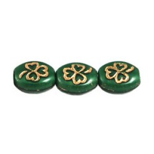 Oval Clovers 10x8mm Opaque Green - Gold-Lined 250gr (AI54110)