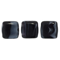 Tile Bead 6mm Jet/Gray Stripe 600pc (28005)